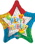 Round Birthday Patterned Star Prismatic (Helium) - 18 Inches