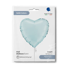 Heart Satin Pastel Blue (Helium) - 18 Inches