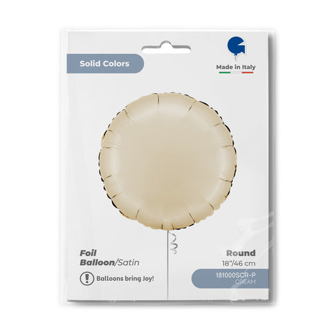 Round Satin Cream (Helium) - 18 Inches