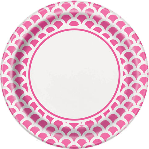 Paper Plates 9 Inches Hot Pink Scallop- 8 Pc