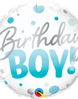 Round Birthday Boy Blue Dots (Helium) - 18 Inches