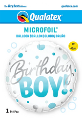 Round Birthday Boy Blue Dots (Helium) - 18 Inches