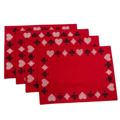 Casino Cloth Premium Fabric Placemats 13In * 18in-4Pc