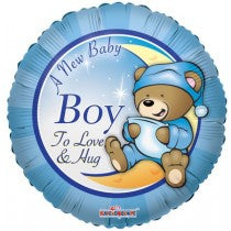 Round New Baby Boy (Helium) - 18 Inches