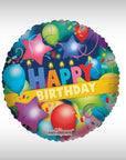 Round Birthday Happy (Helium) - 18 Inches