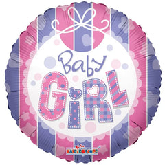 Round Baby Girl Bib (Helium) - 18 Inches