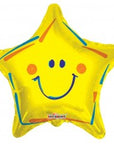 Star Yellow Smiley Balloon (Helium) - 18 Inches