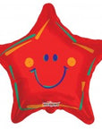 Star Red Smiley Balloon (Helium) - 18 Inches