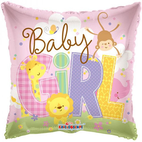 Round Baby Girl Safari (Helium) - 18 Inches