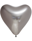 Chrome® Silver Heart Latex Balloon (Helium/Air Filled) - 12 Inches