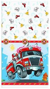 Plastic Table Cover 54In*84In Fire Engine- 1 Pc