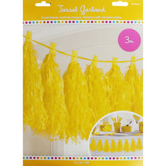 Paper Tassel Garland Yellow 10Ft- 1Pc