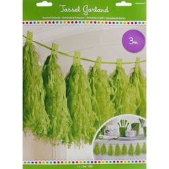 Paper Tassel Garland Lime Green 10Ft- 1Pc