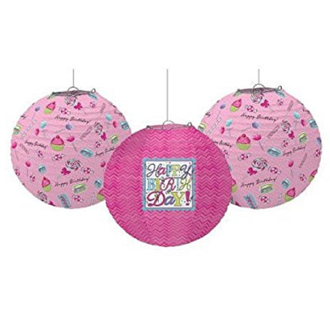 Paper Hanging Lanterns Decoration Sweet Birthday Party-3pc