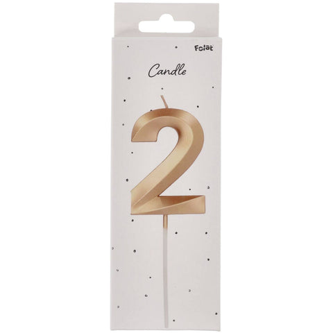 Candle  Glamour Vibes Metallic Gold Number 2 - 1 Pc- (7cm)