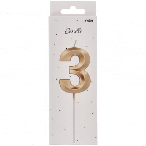 Candle  Glamour Vibes Metallic Gold Number 3 - 1 Pc- (7cm)