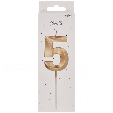 Candle  Glamour Vibes Metallic Gold Number 5 - 1 Pc- (7cm)