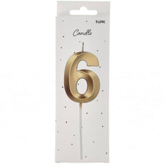 Candle  Glamour Vibes Metallic Gold Number 6 - 1 Pc- (7cm)