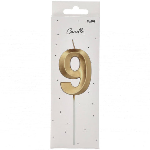 Candle  Glamour Vibes Metallic Gold Number 9 - 1 Pc- (7cm)