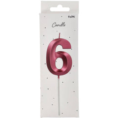 Candle  Glamour Vibes Metallic Pink Number 6 - 1 Pc- (7cm)