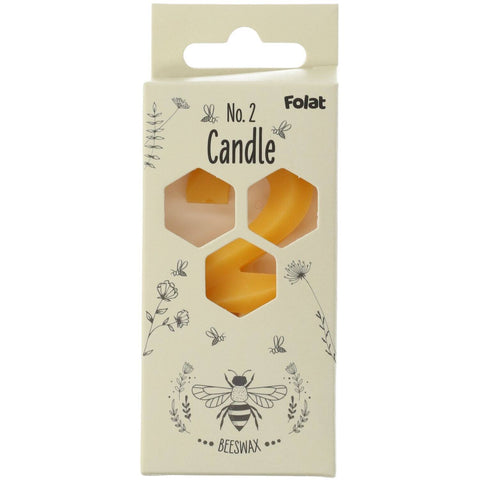 Candle  Bees Wax Number 2 - 1 Pc- (4.5cm)