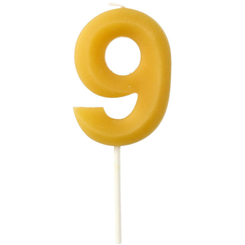 Candle  Bees Wax Number 9- 1 Pc- (4.5cm)