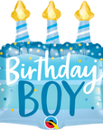 Birthday Boy Cake & Candles (Air-Filled) - 14 Inches