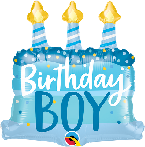 Birthday Boy Cake & Candles (Air-Filled) - 14 Inches