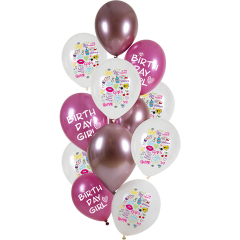 Birthday Girl 12pc Latex Balloon (Helium/Air Filled) - 13 Inches