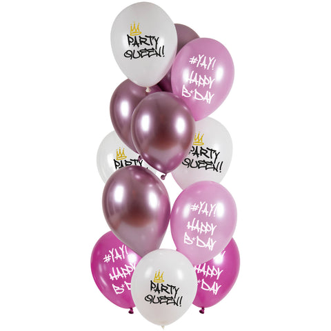 Party Queen 12pc Latex Balloon (Helium/Air Filled) - 13 Inches