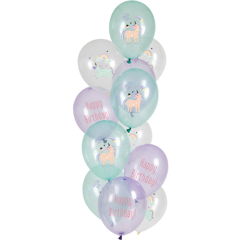 Unicorn & Rainbows 12pc Latex Balloon (Helium/Air Filled) - 13 Inches