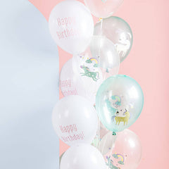 Unicorn & Rainbows 12pc Latex Balloon (Helium/Air Filled) - 13 Inches