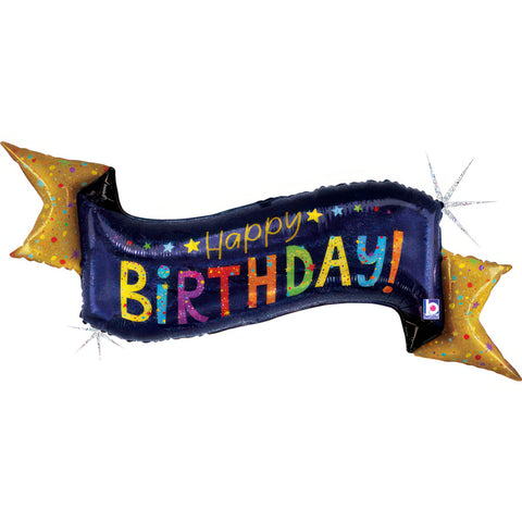 Navy Birthday Banner (Helium) - 45 Inches