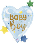 Baby Baby Boy Heart Stars (Helium) - 25 Inches