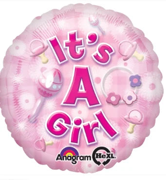 Round New Baby Girl (Helium) - 18 Inches