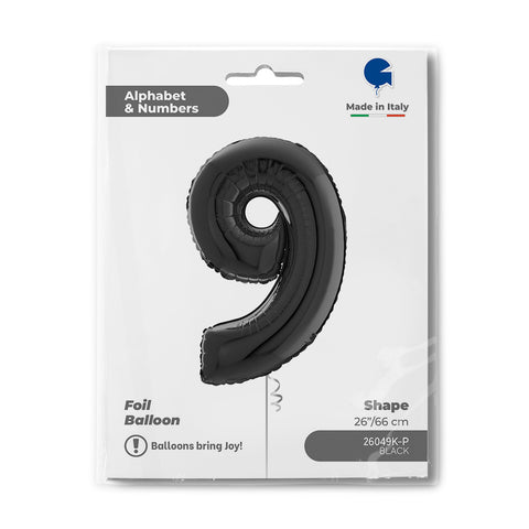 Number 9 Black (Helium) - 26 Inches