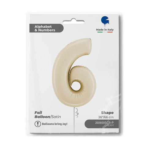 Number 6 Satin Cream (Helium) - 26 Inches