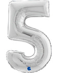 Number 5 Silver (Helium) - 26 Inches