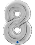 Number 8 Silver (Helium) - 26 Inches