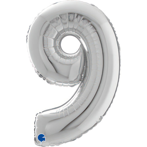 Number 9 Silver (Helium) - 26 Inches