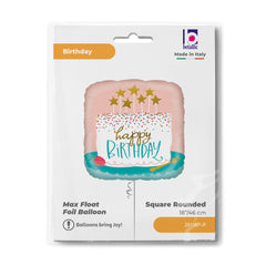 Square Birthday Confetti Cake! (Helium) - 18 Inches