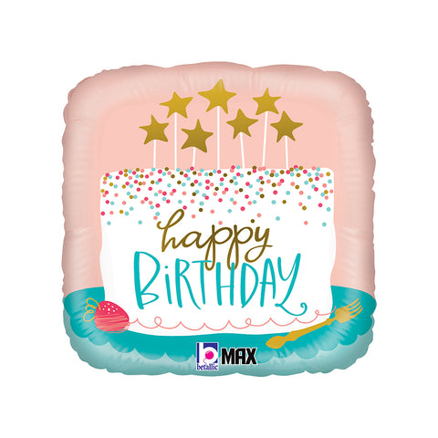 Square Birthday Confetti Cake! (Helium) - 18 Inches