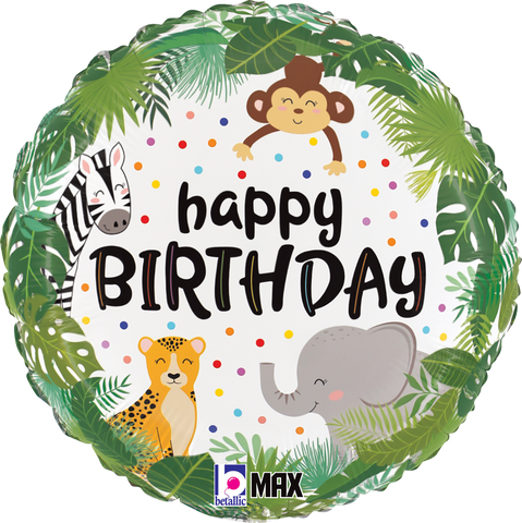 Round Jungle Birthday (Helium) - 18 Inches