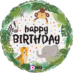 Round Jungle Birthday (Helium) - 18 Inches