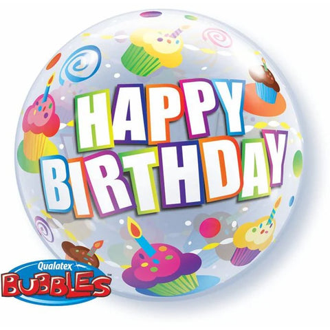 Happy Birthday! Cupcake Bubbles (Air-Filled) - 14 Inches