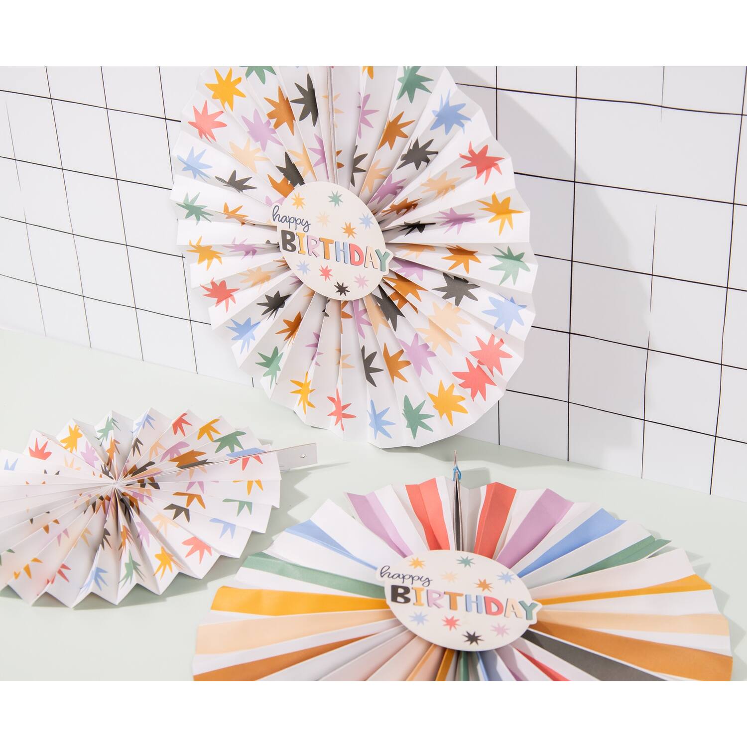 Paper Deco Fan Set Star Burst- 3pc