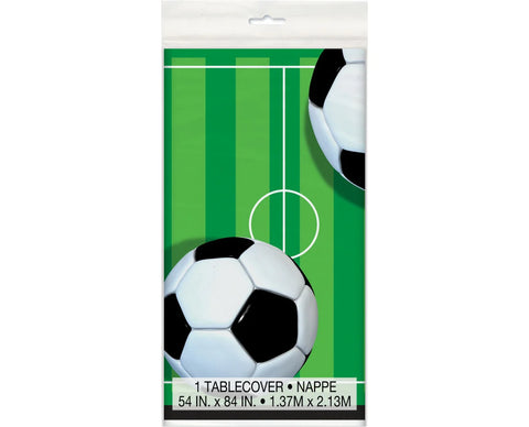 Plastic Table Cover 54In*84In 3D Soccer- 1 Pc