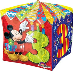 Ultra Shape Cube Mickey Age 3(Helium) - 15 Inches