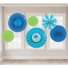 Paper Fan Decoration Blue-6pc