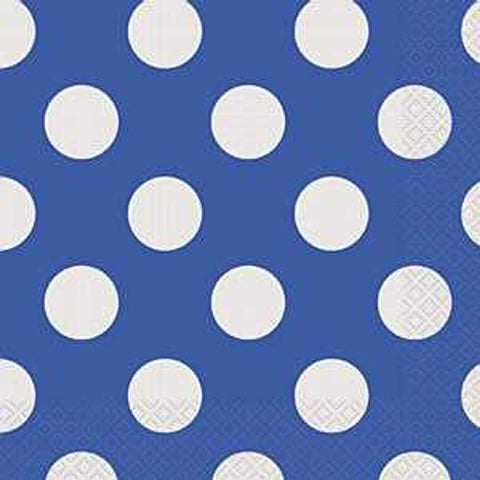 Paper Napkins 16cm*16cm Royal Blue Polka Dot - 16pc